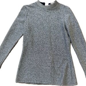 Reiss Metallic (silver and black) Long Sleeve moc neck top EUC!